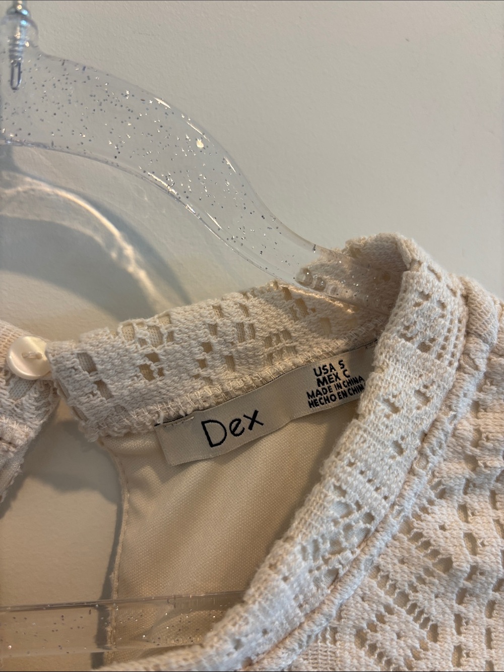 Dex Cream Lace-Pattern Sleeveless Mini Dress - Picture 4 of 5